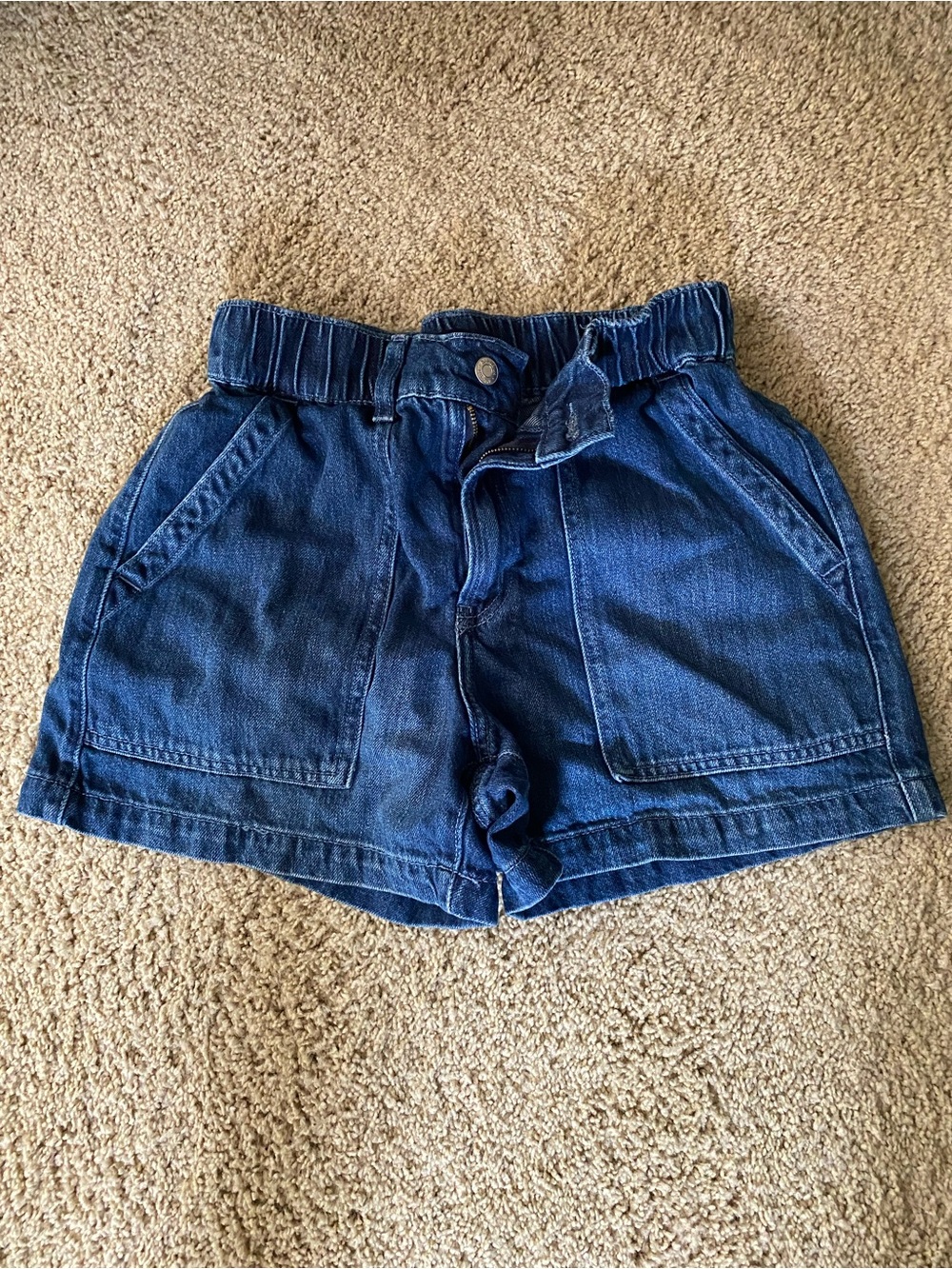 GAP Indigo Denim High-Waist Paperbag Shorts